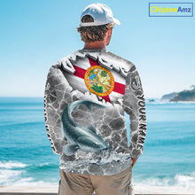 Load image into Gallery viewer, Florida Catfish Camo Gray Custom Long Sleeve Performance Fishing Shirts, Florida Flag Fishing Jerseys NHT659