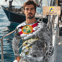 Load image into Gallery viewer, Florida Snook Camo Gray Custom Long Sleeve Performance Fishing Shirts, Florida Flag Fishing Jerseys NHT661