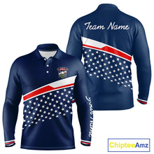 Load image into Gallery viewer, Blue Navy American Flag Mens Golf Polo Shirts Custom Patriotic Team Golf Shirts For Men Golf Gifts NHT693