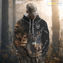 Load image into Gallery viewer, Deer Hunting 3D All Over Print Autumn Camo Black Shirt Custom Name Gifts For Hunter NHT216