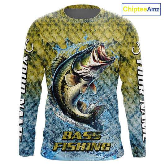 Largemouth Bass Fishing Shirts Long Sleeve, Beautiful Bass Fishing Shirts For Men NHT403