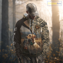 Load image into Gallery viewer, Yellow Lab Duck Hunting Camo Shirt, Personalized Waterfowl Hunting Clothes For Hunters NHT226