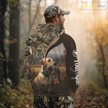 Load image into Gallery viewer, Yellow Lab Duck Hunting Camo Shirt, Personalized Waterfowl Hunting Clothes For Hunters NHT226
