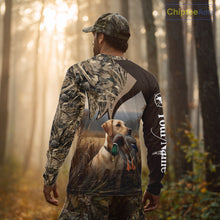 Load image into Gallery viewer, Yellow Lab Duck Hunting Camo Shirt, Personalized Waterfowl Hunting Clothes For Hunters NHT226