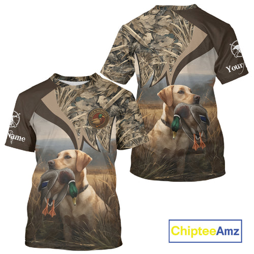 Yellow Lab Duck Hunting Camo Shirt, Personalized Waterfowl Hunting Clothes For Hunters NHT226