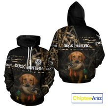 Load image into Gallery viewer, Mallard Duck Hunting Yellow Lab Custom Name 3D All Over Print Shirt, Lab Dog Hunting Gifts NHT130