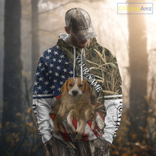 Load image into Gallery viewer, Rabbit Hunting With Beagle 3D US Flag Camo Custom Hunting Shirt, Rabbit Hunting Clothing NHT141