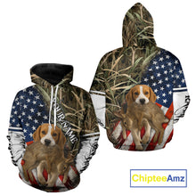 Load image into Gallery viewer, Rabbit Hunting With Beagle 3D US Flag Camo Custom Hunting Shirt, Rabbit Hunting Clothing NHT141