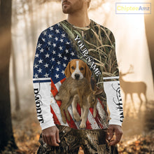 Load image into Gallery viewer, Rabbit Hunting With Beagle 3D US Flag Camo Custom Hunting Shirt, Rabbit Hunting Clothing NHT141