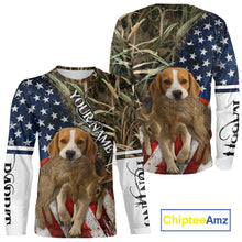 Load image into Gallery viewer, Rabbit Hunting With Beagle 3D US Flag Camo Custom Hunting Shirt, Rabbit Hunting Clothing NHT141