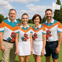Load image into Gallery viewer, Personalized Cool Rooster Golf Polo Shirt Custom Name Funny Chicken Golf Shirt