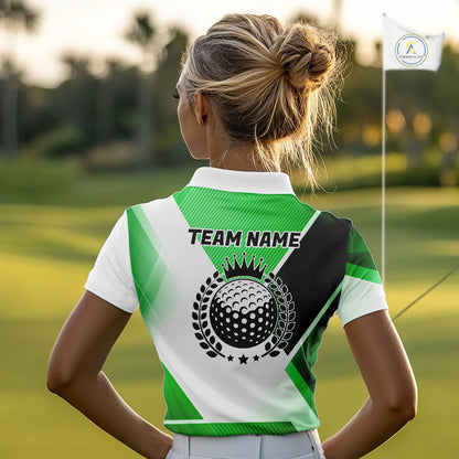 Green And White Golf Ball Golf Polo Shirts Custom Golf Clothing , Golf Gifts For Womens NHT591