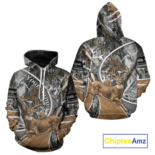 Whitetail Deer Hunting Big Game Shirt 3D All Over Print, Snow Winter Camo, Gift For Hunters NHT173