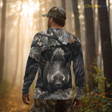 Load image into Gallery viewer, Wild Boar Hunting Black Camouflage Forest 3D Shirt For Hunting Season, Gift For Hunters NHT178