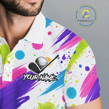 Load image into Gallery viewer, Personalized Colorful Paint Stroke Mens Golf Polo Shirt Flaming Golf Ball Custom Best Team Golf Shirts NHT624