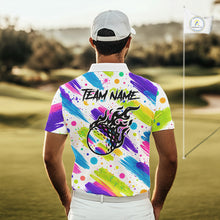 Load image into Gallery viewer, Personalized Colorful Paint Stroke Mens Golf Polo Shirt Flaming Golf Ball Custom Best Team Golf Shirts NHT624