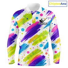 Load image into Gallery viewer, Personalized Colorful Paint Stroke Mens Golf Polo Shirt Flaming Golf Ball Custom Best Team Golf Shirts NHT624