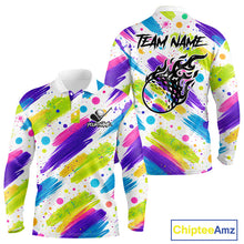 Load image into Gallery viewer, Personalized Colorful Paint Stroke Mens Golf Polo Shirt Flaming Golf Ball Custom Best Team Golf Shirts NHT624