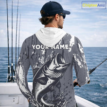 Load image into Gallery viewer, Hooded Bass Fishing Gray Camo Custom Name, Personalized Bass Fishing Jerseys For Men NHT493