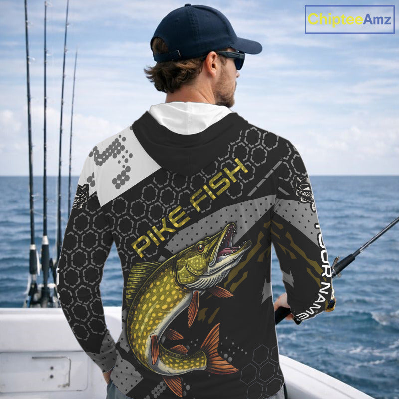 Custom Pike Long Sleeve Fishing Shirts For Men, Design Pike Fishing Jerseys NHT446