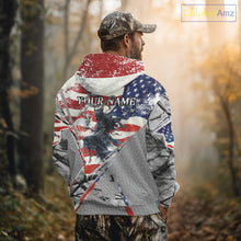 Load image into Gallery viewer, Deer Hunting 3D US Flag Camo Gray Grim Reaper Deer Skull Full Printing Custom Name Shirt NHT203