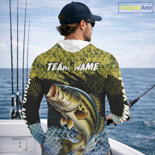Load image into Gallery viewer, Largemouth Bass Fishing Green Camo Bass Jersey, Customized Bass Fishing Shirts Hooded Long Sleeve NHT532