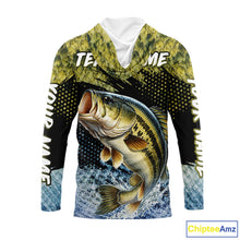 Load image into Gallery viewer, Largemouth Bass Fishing Green Camo Bass Jersey, Customized Bass Fishing Shirts Hooded Long Sleeve NHT532