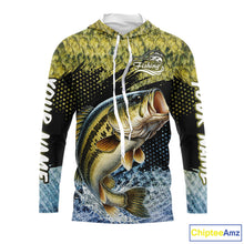 Load image into Gallery viewer, Largemouth Bass Fishing Green Camo Bass Jersey, Customized Bass Fishing Shirts Hooded Long Sleeve NHT532