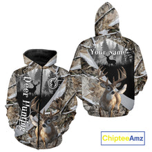 Load image into Gallery viewer, Whitetail Deer Hunting 3D All Over Print Winter Camo Shirt Custom Name Gifts For Hunter NHT215