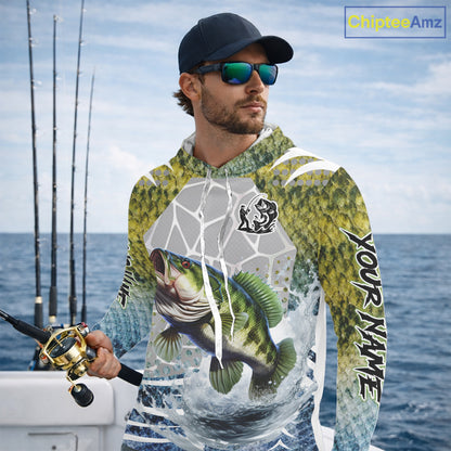 Beautiful Bass Fishing Shirts Long Sleeve Hooded Customize Name Fishing Personalized Gift NHT404