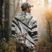 Load image into Gallery viewer, Best Deer Hunting Shirt 3D Gray Winter Camo Custom Name All Over Print Hunting Clothes NHT219