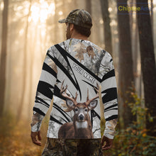 Load image into Gallery viewer, Best Deer Hunting Shirt 3D Gray Winter Camo Custom Name All Over Print Hunting Clothes NHT219