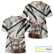 Load image into Gallery viewer, Best Deer Hunting Shirt 3D Gray Winter Camo Custom Name All Over Print Hunting Clothes NHT219