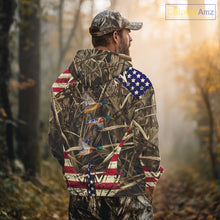 Load image into Gallery viewer, Beautiful Mallard Duck Hunting Waterfowl Camouflage Shirt with US Flag  Duck Hunting Season NHT122