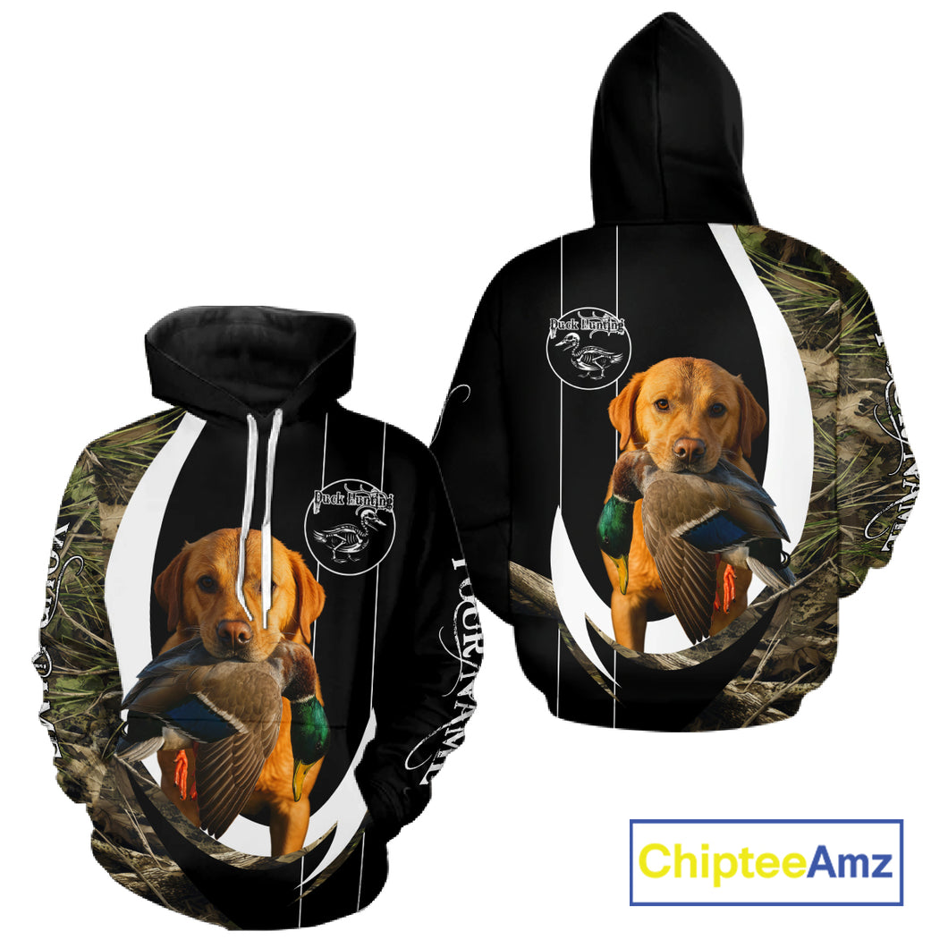 Duck Hunting Waterfowl Camouflage Shirt with Labrador Retriever, Custom Name Hunting Season NHT124