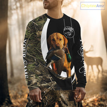Load image into Gallery viewer, Duck Hunting Waterfowl Camouflage Shirt with Labrador Retriever, Custom Name Hunting Season NHT124