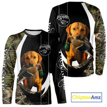 Load image into Gallery viewer, Duck Hunting Waterfowl Camouflage Shirt with Labrador Retriever, Custom Name Hunting Season NHT124