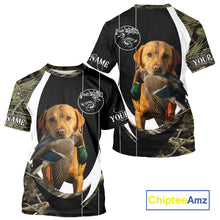 Load image into Gallery viewer, Duck Hunting Waterfowl Camouflage Shirt with Labrador Retriever, Custom Name Hunting Season NHT124