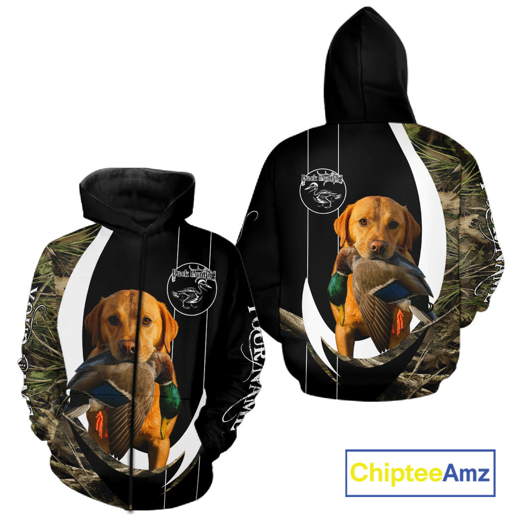 Duck Hunting Waterfowl Camouflage Shirt with Labrador Retriever, Custom Name Hunting Season NHT124