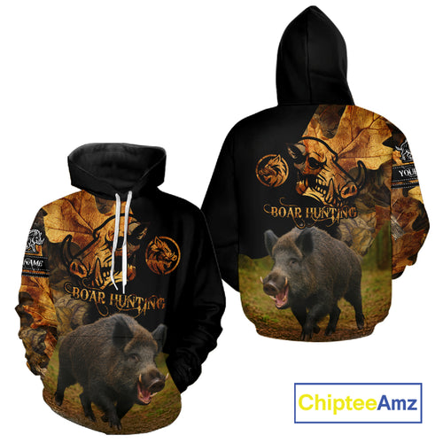 Personalized Wild Hog Hunting Camouflage Full Printing Shirts, Custom Name, Hunting Season NHT129