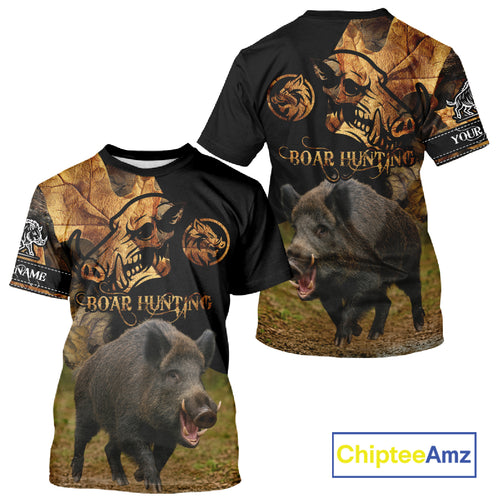 Personalized Wild Hog Hunting Camouflage Full Printing Shirts, Custom Name, Hunting Season NHT129