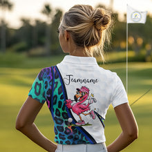 Load image into Gallery viewer, Funny Pink Flamingo Custom Colorful Neon Leopard Team Golf Polo Shirt For Womens NHT544