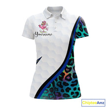 Load image into Gallery viewer, Funny Pink Flamingo Custom Colorful Neon Leopard Team Golf Polo Shirt For Womens NHT544
