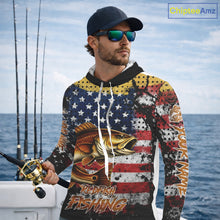 Load image into Gallery viewer, American Flag Custom Redfish Fishing Shirts Long Sleeve Hooded, Patriotic Redfish Fishing Jerseys NHT484