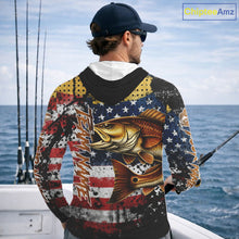 Load image into Gallery viewer, American Flag Custom Redfish Fishing Shirts Long Sleeve Hooded, Patriotic Redfish Fishing Jerseys NHT484