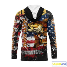 Load image into Gallery viewer, American Flag Custom Redfish Fishing Shirts Long Sleeve Hooded, Patriotic Redfish Fishing Jerseys NHT484
