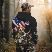 Load image into Gallery viewer, Duck Hunting with Beagle Dog Camo US Flag Custom Name All Over Printed Shirt, Hunting Gift NHT149