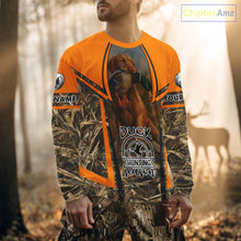 Load image into Gallery viewer, Duck Hunting Shirt Personalized with Vizsla Dog Camo Orange Hunting Clothes For Men NHT151