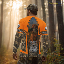 Load image into Gallery viewer, Duck Hunting Shirt Personalized with Vizsla Dog Camo Orange Hunting Clothes For Men NHT151