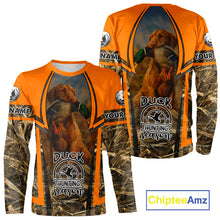 Load image into Gallery viewer, Duck Hunting Shirt Personalized with Vizsla Dog Camo Orange Hunting Clothes For Men NHT151